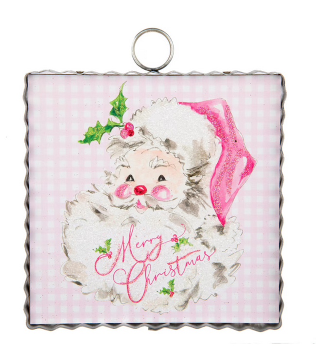 Round Top Mini Pink Santa Print