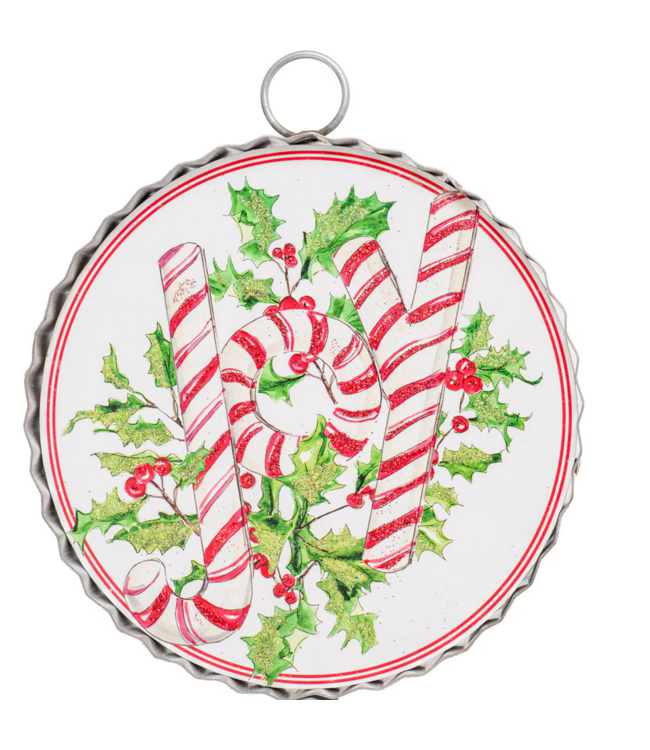 Round Top Mini Round Candy Cane Joy Print