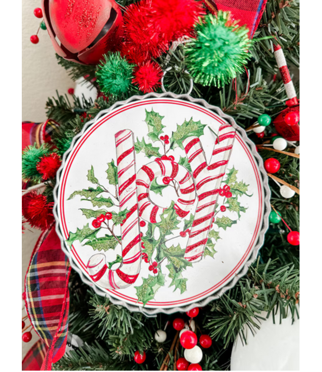 Round Top Mini Round Candy Cane Joy Print