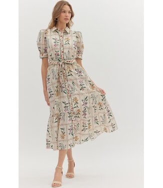 Entro Evelyn Ecru Floral Midi Dress