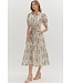 Evelyn Ecru Floral Midi Dress