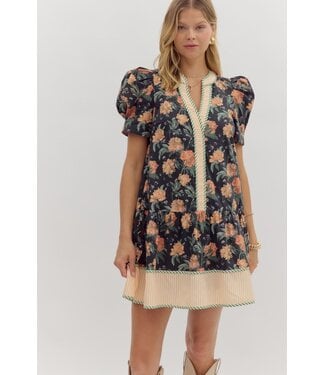 Entro Sophia Black Floral Dress