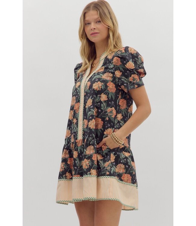 Sophia Black Floral Dress