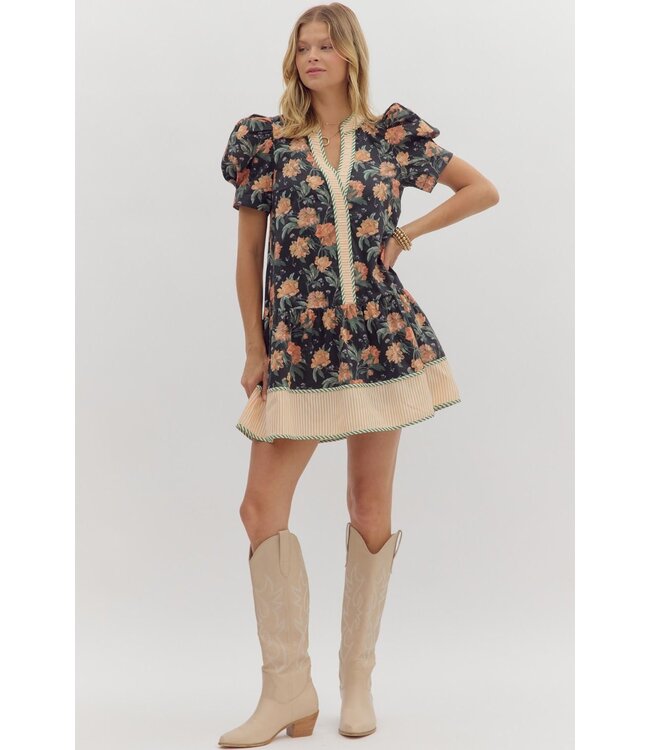 Sophia Black Floral Dress