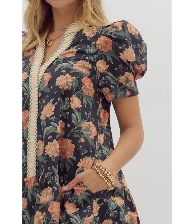 Sophia Black Floral Dress