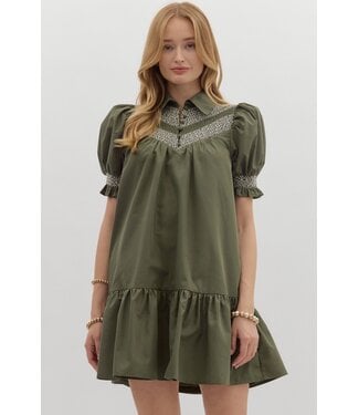 Entro Ava Olive Embroidered Dress