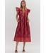 Isabella Garnet Floral Midi Dress