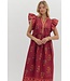 Isabella Garnet Floral Midi Dress