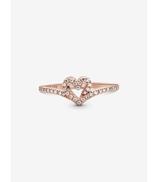 Pandora Sparkling Wishbone Heart Ring (Size 50) FINAL SALE