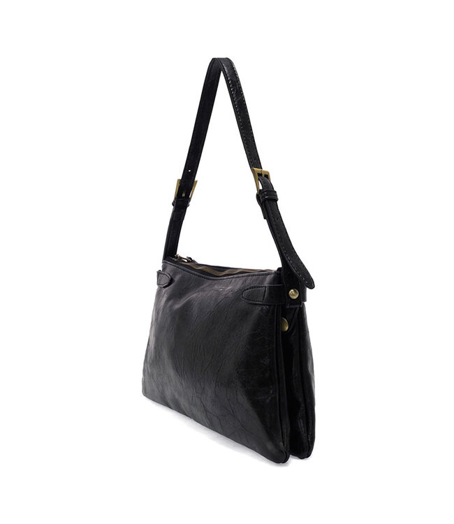 Joy Susan Eve Black Trapeze Shoulder Bag