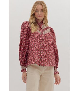 Entro Karlee Wine Floral Blouse