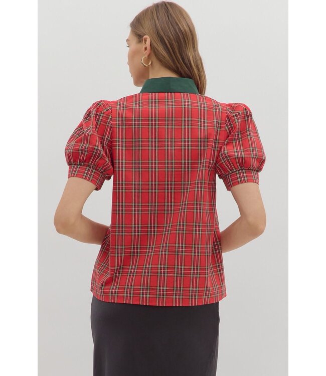 Madison Red Plaid Blouse