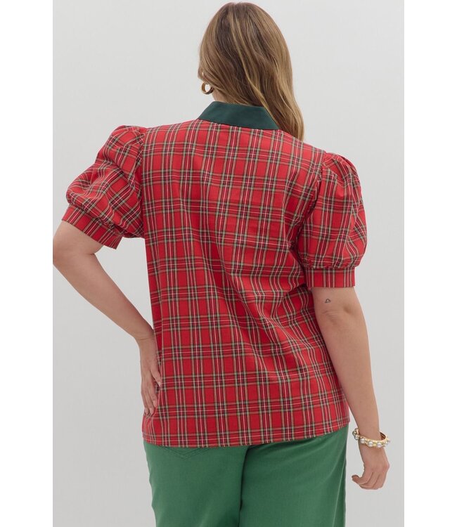 Madison Red Plaid Blouse