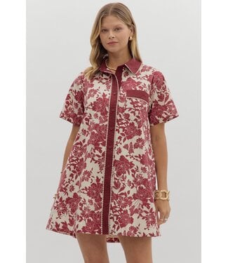 Entro Ella Burgundy Floral Dress