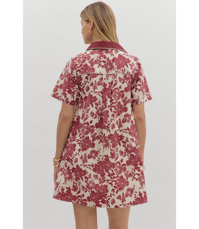 Ella Burgundy Floral Dress