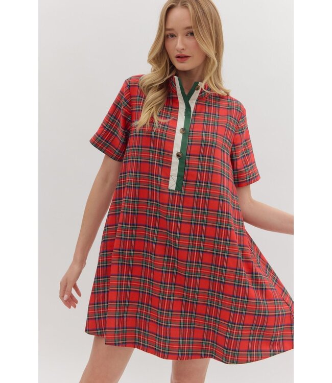 Avery Red Plaid Dress