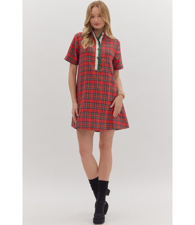 Avery Red Plaid Dress