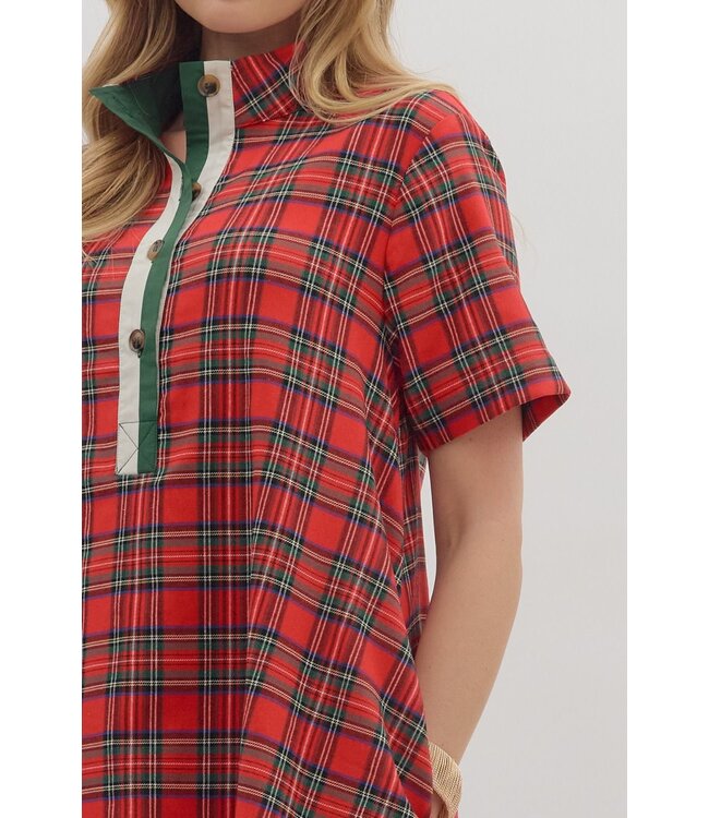 Avery Red Plaid Dress