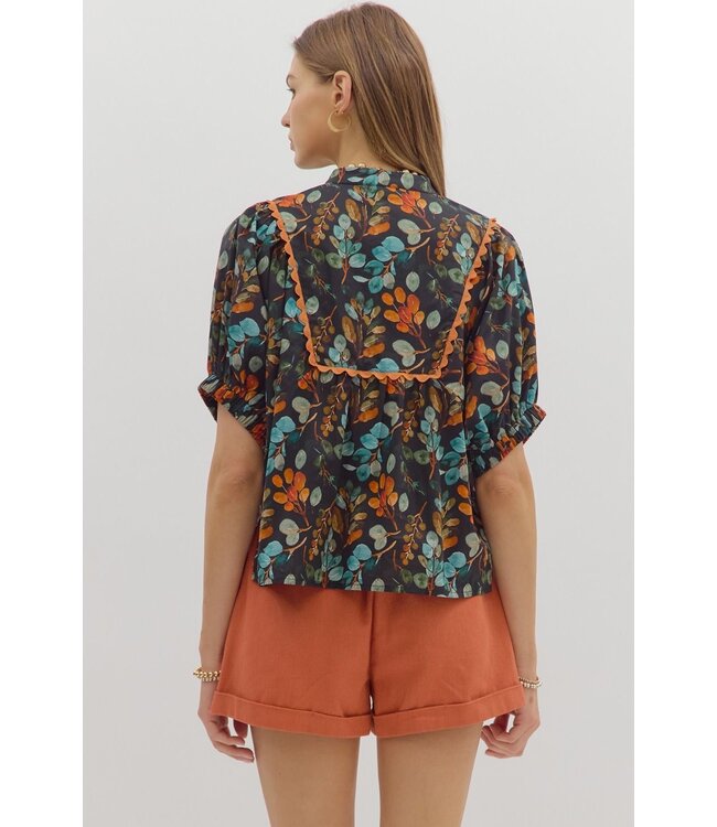 Layla Black Botanical Blouse