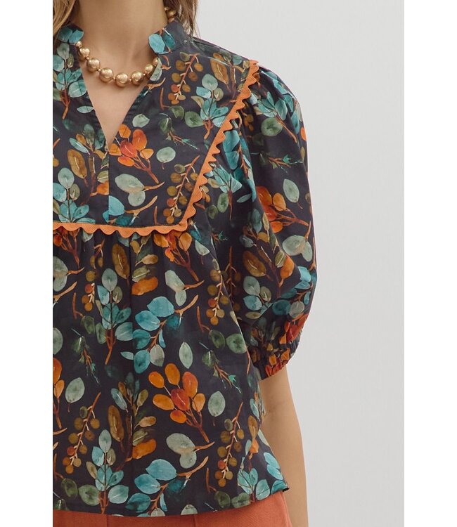 Layla Black Botanical Blouse