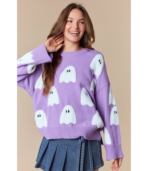 Peach Love California Boo Ghost Purple Sweater
