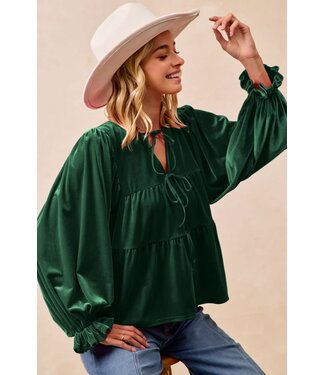 Bibi Heather Velvet Bow Top