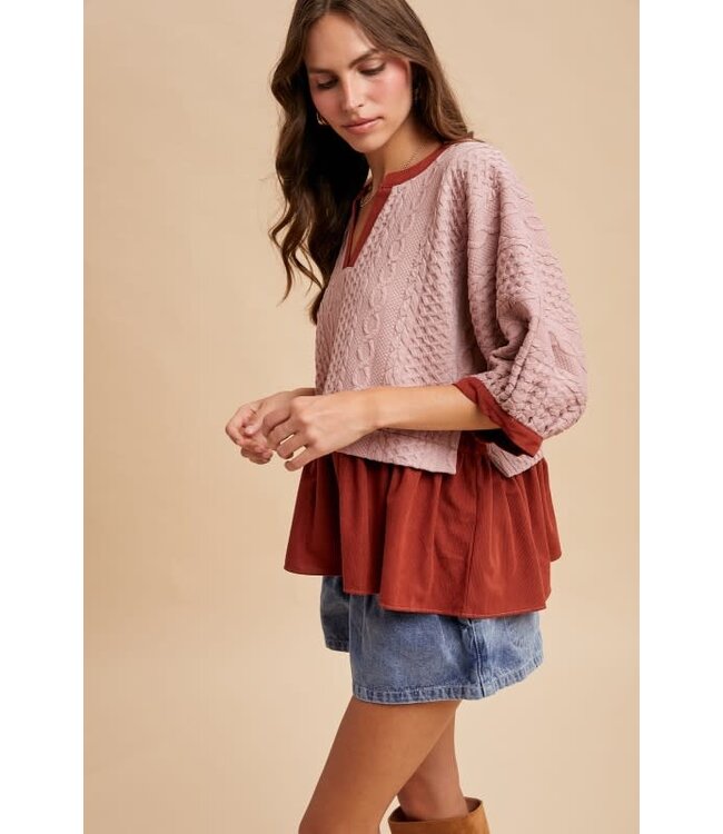 Faith Mauve Babydoll Blouse