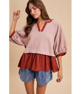 Anniewear Faith Mauve Babydoll Blouse