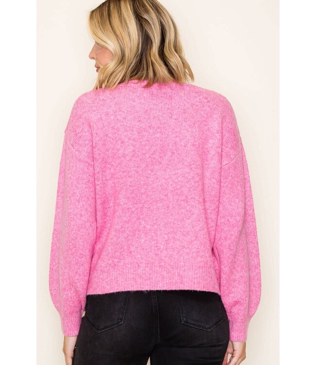 Ruby Pink Pearl Bow Sweater