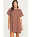 Sadie Brown Striped Pintuck Dress