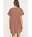 Sadie Brown Striped Pintuck Dress