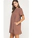 Sadie Brown Striped Pintuck Dress