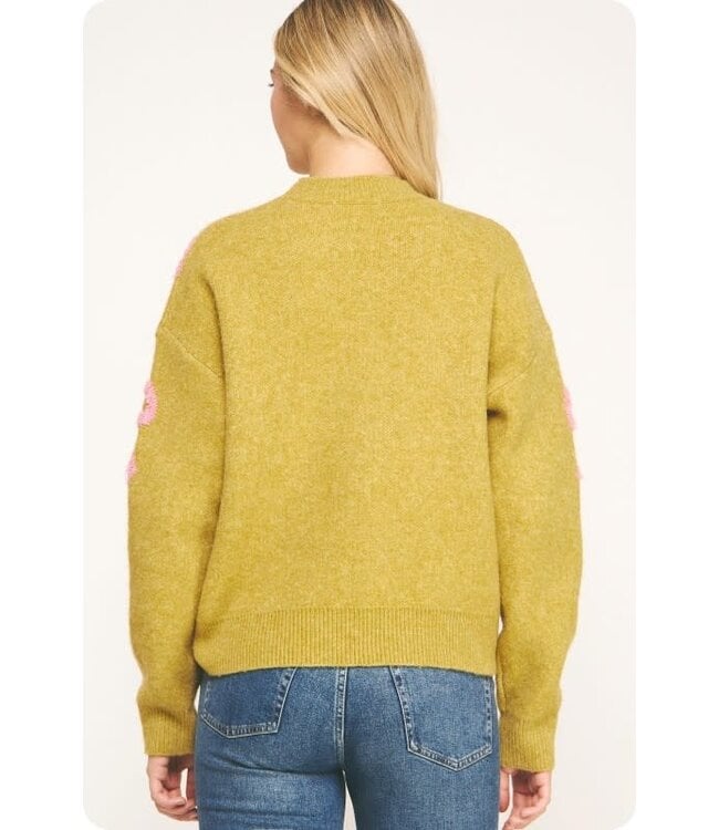 Josephine Avocado Floral Embroidered Sweater