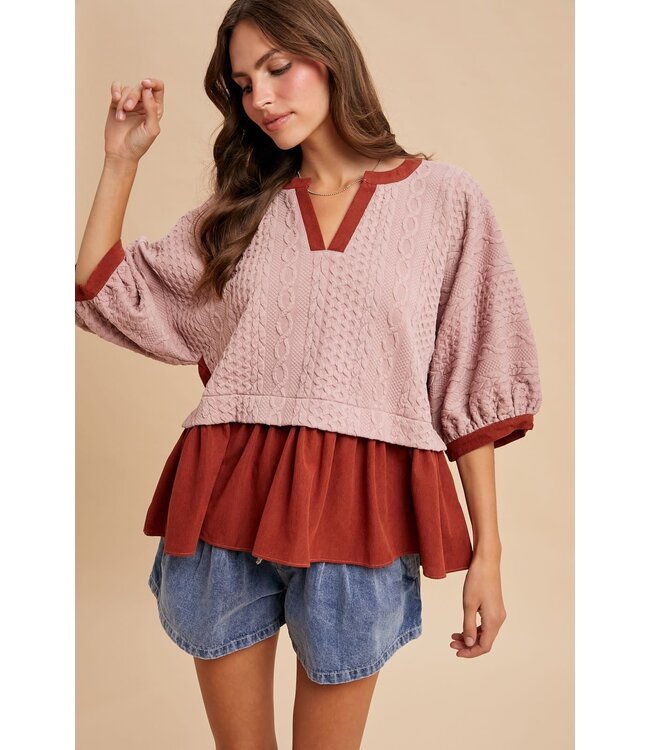Faith Mauve Babydoll Blouse