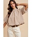 Kara Brown Checker Bubble Blouse