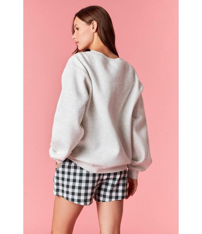 Merry Every Thing Grey Embroidered Sweatshirt