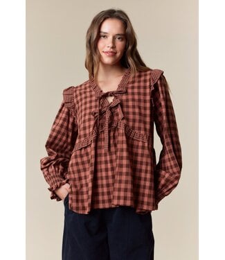 Fantastic Fawn Lauren Brown Gingham Blouse