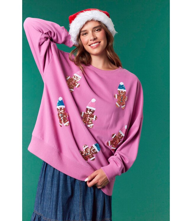 Gingerbread Magenta Sequin Sweater