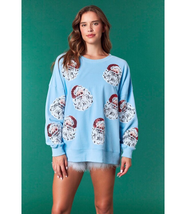 Santa Blue Sequin Sweater