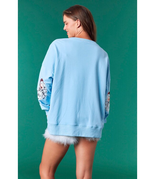 Santa Blue Sequin Sweater