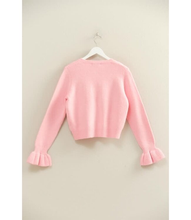 Zoe Pink Bow Cardigan Sweater