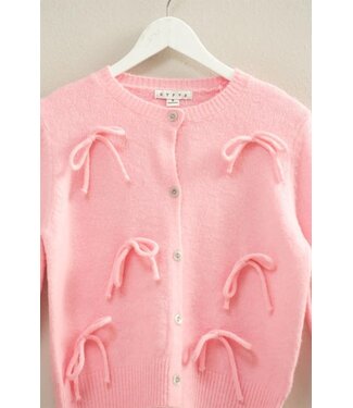 HYFVE Inc Zoe Pink Bow Cardigan Sweater