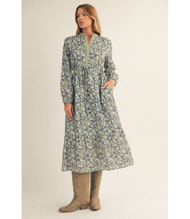 Ruby Denim Floral Midi Dress