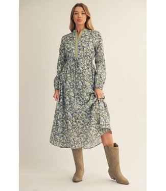 Jodifl Ruby Denim Floral Midi Dress