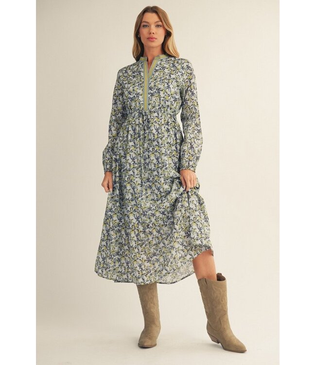 Ruby Denim Floral Midi Dress