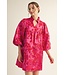 Bev Hot Pink Floral Jacquard Dress