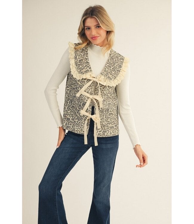 Christina Cream Leopard Vest