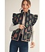 Sandy Black Floral Print Puffy Vest