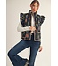 Sandy Black Floral Print Puffy Vest