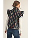 Sandy Black Floral Print Puffy Vest
